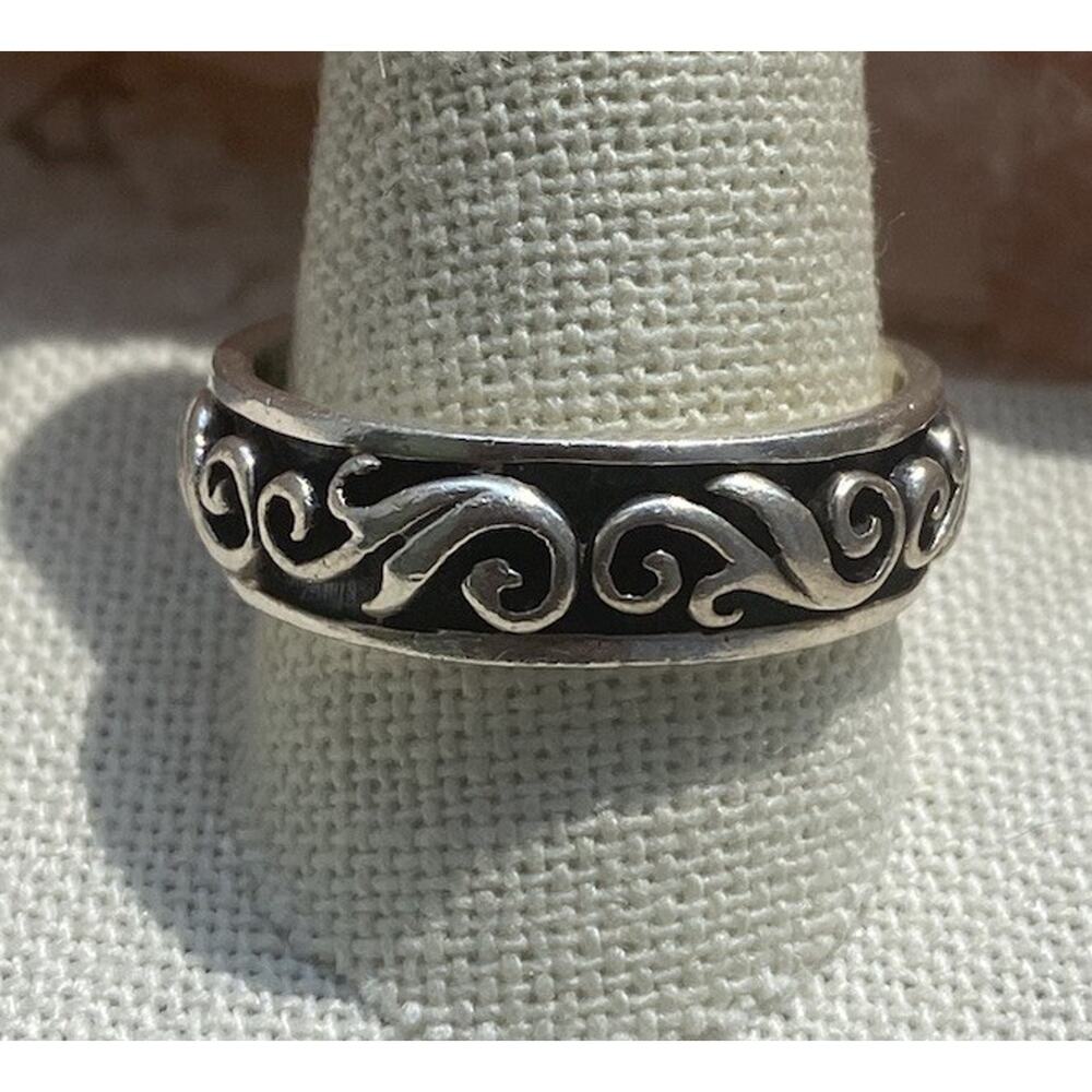 VINTAGE STERLING SILVER 925 ORNATE BALI STYLE BAND RING SIZE 11.75